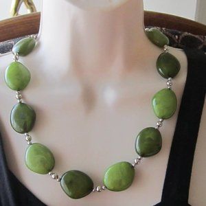 Chunky Green Faux Stone Necklace